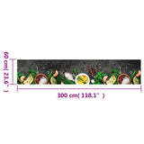 Keukenmat Wasbaar Kruidenprint Fluweel Donkergrijs