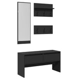 4-Delige Garderobe Set Bewerkt Hout