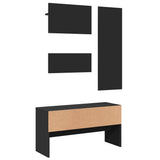 4-Delige Garderobe Set Bewerkt Hout