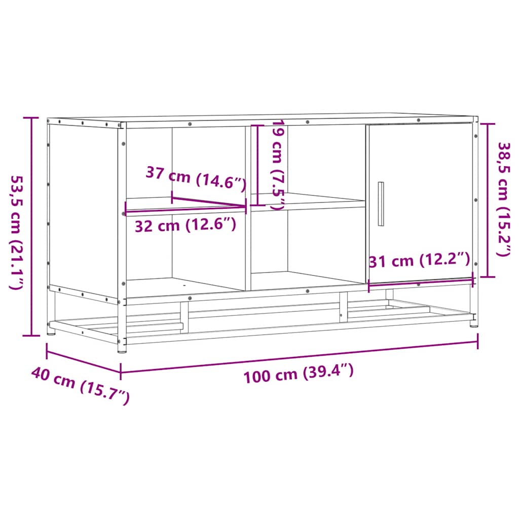 Schoenenbank 100X40X53,5Cm Bewerkt Hout En Metaal