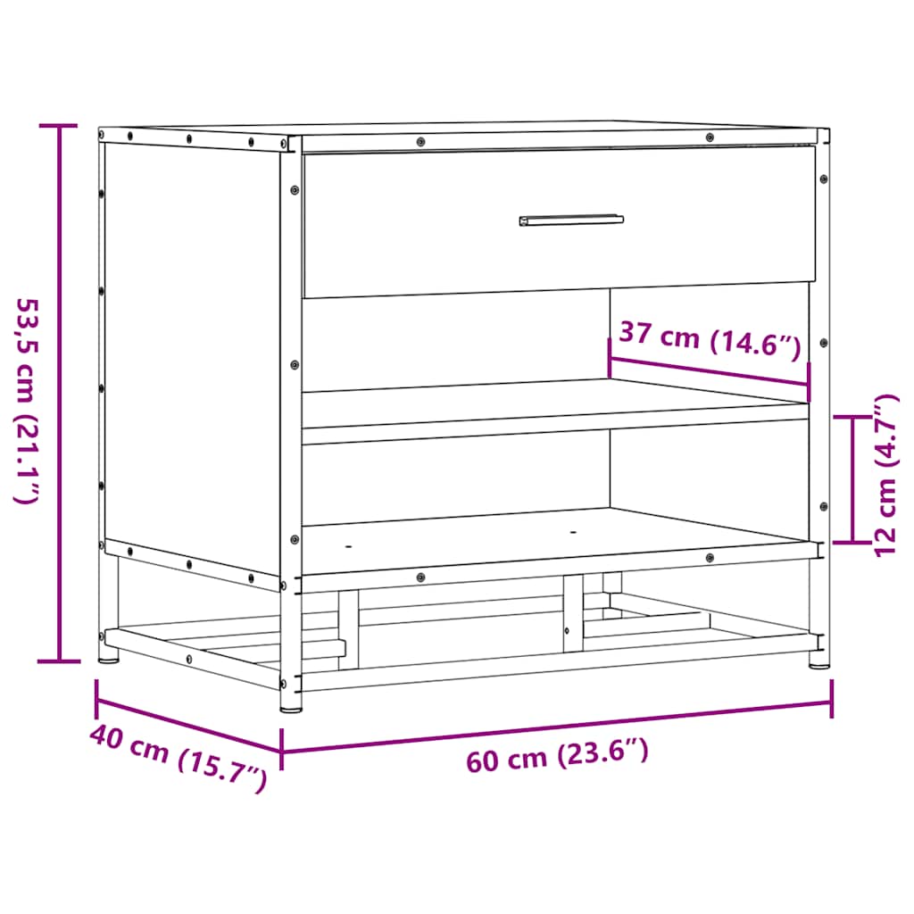 Schoenenbank 60X40X53,5 Cm Bewerkt Hout En Metaal