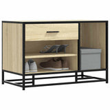 Schoenenbank 80X40X53,5 Cm Bewerkt Hout En Metaal Bruin Eiken