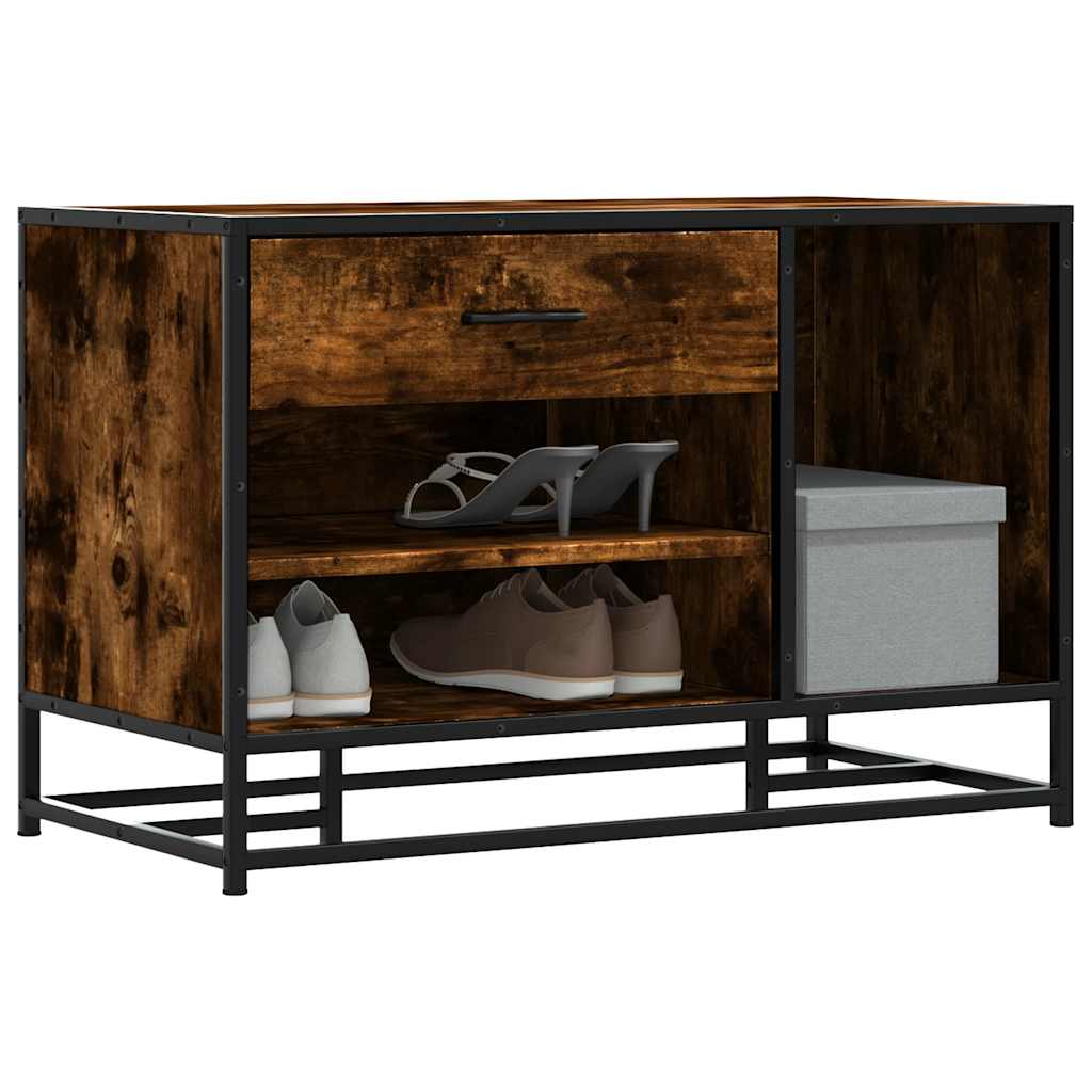 Schoenenbank 80X40X53,5 Cm Bewerkt Hout En Metaal Bruin Eiken