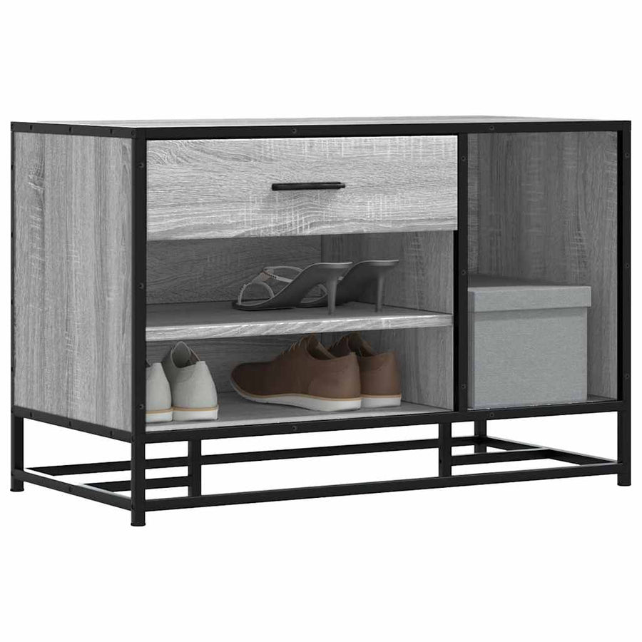 Schoenenbank 80X40X53,5 Cm Bewerkt Hout En Metaal Bruin Eiken