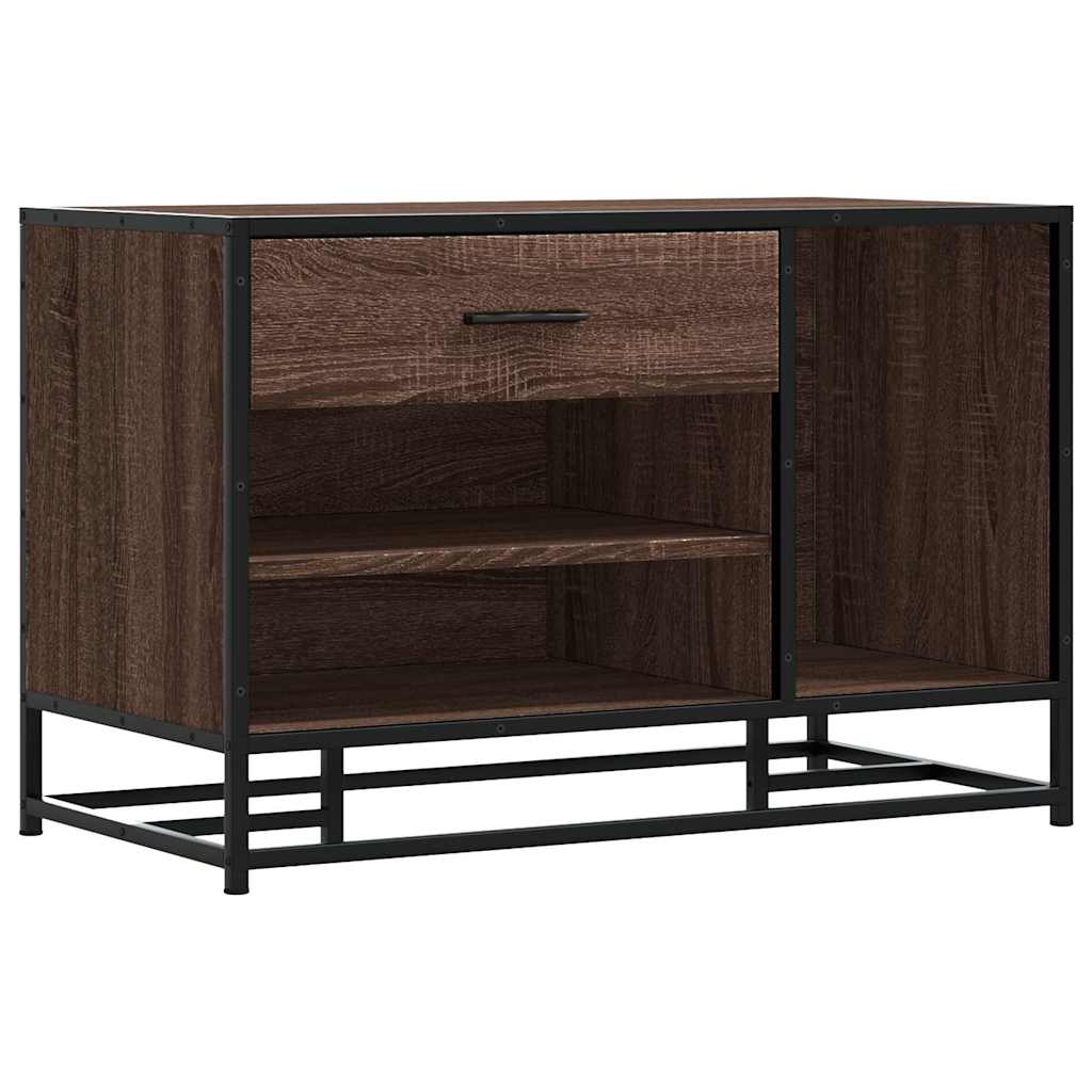 Schoenenbank 80X40X53,5 Cm Bewerkt Hout En Metaal Bruin Eiken