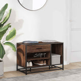 Schoenenbank 80X40X53,5 Cm Bewerkt Hout En Metaal Bruin Eiken