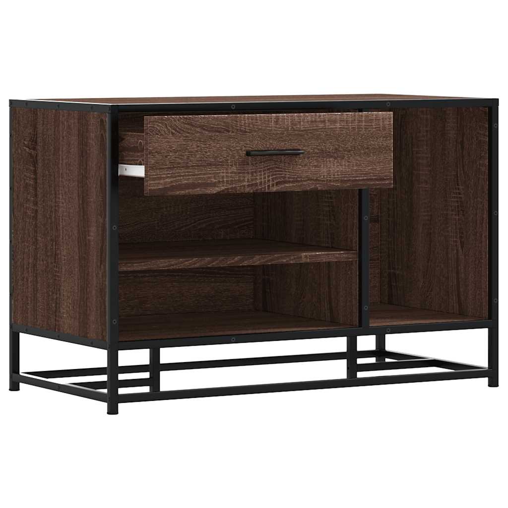 Schoenenbank 80X40X53,5 Cm Bewerkt Hout En Metaal Bruin Eiken