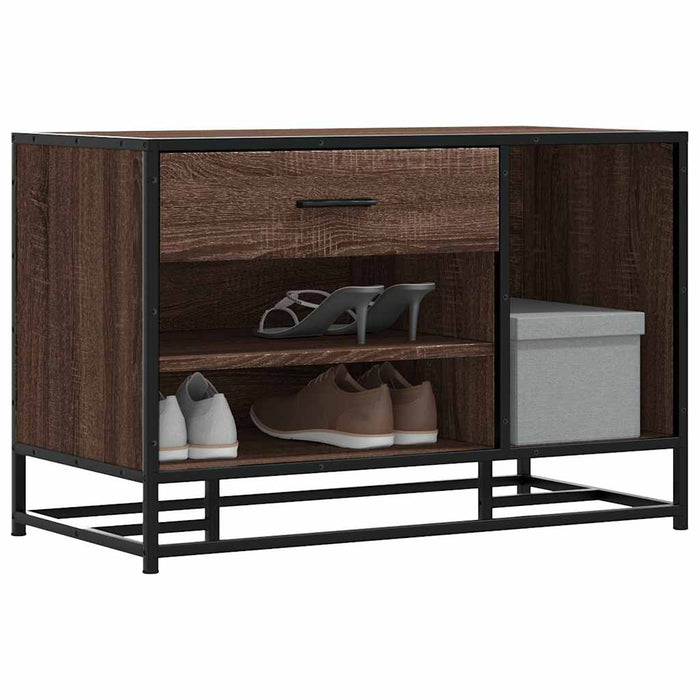 Schoenenbank 80X40X53,5 Cm Bewerkt Hout En Metaal Bruin Eiken
