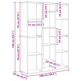 Kamerscherm/Boekenkast 100X24X140 Cm Bewerkt Hout Eikenkleurig