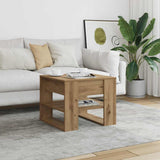Salontafel 55,5X55X45 Cm Bewerkt Hout Artisanaal Eikenkleur