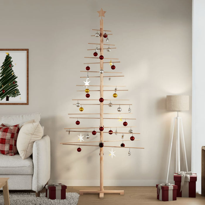 Kerstdecoratie Kerstboom Massief Grenenhout Naturel (Onafgewerkt)