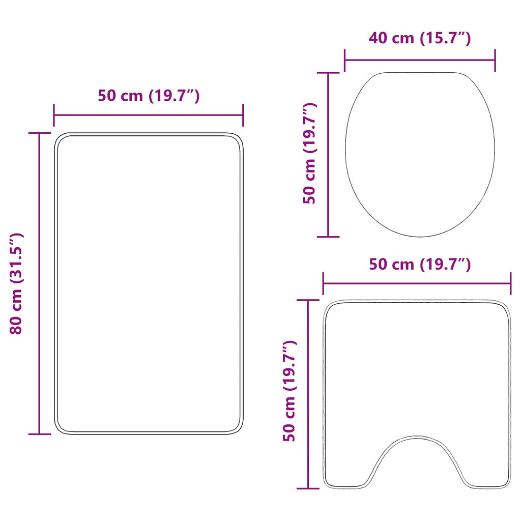 Antislip Badmat Set 3 Pcs Pp