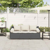 Tuinbank 3-Zits Met Kussens Poly Rattan