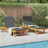 Ligstoel 1-Persoon 2 Pcs Bruin Massief Acaciahout