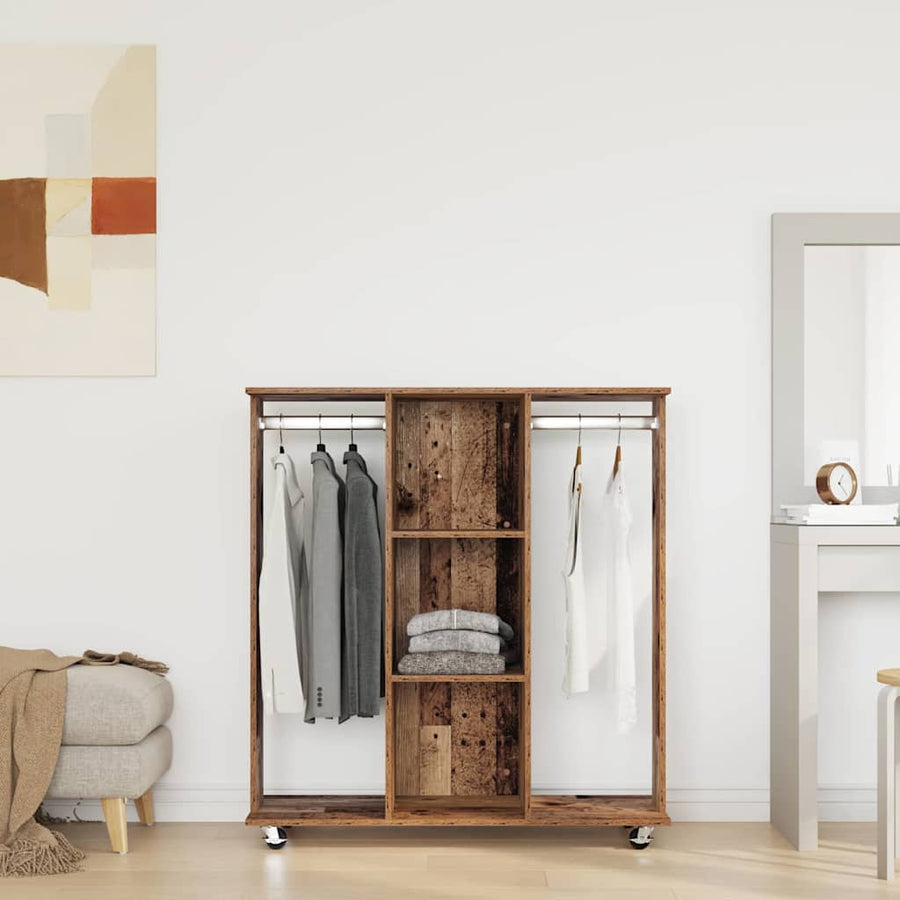 Kledingkast Met Plank Oud Hout 102 X 38 X 110 Cm Bewerkt Hout