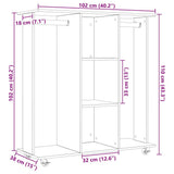 Kledingkast Met Plank Oud Hout 102 X 38 X 110 Cm Bewerkt Hout