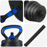 4-In-1 Dumbbell Barbell Kettlebell Set