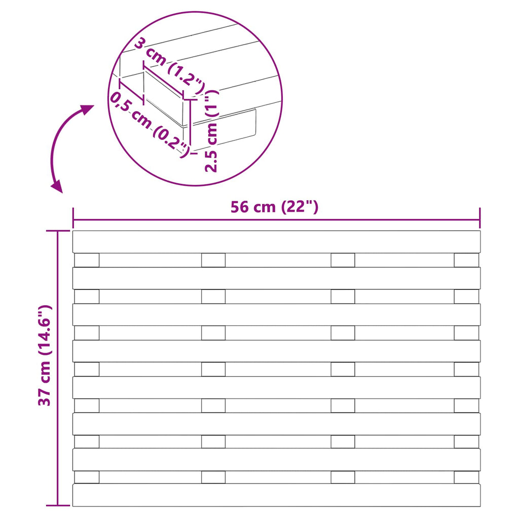 Badmat Effen Bruin 100 X 53 Cm Hout