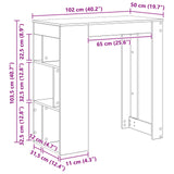 Bartafel Met Plank 102 X 50 X 103,5 Cm Bewerkt Hout